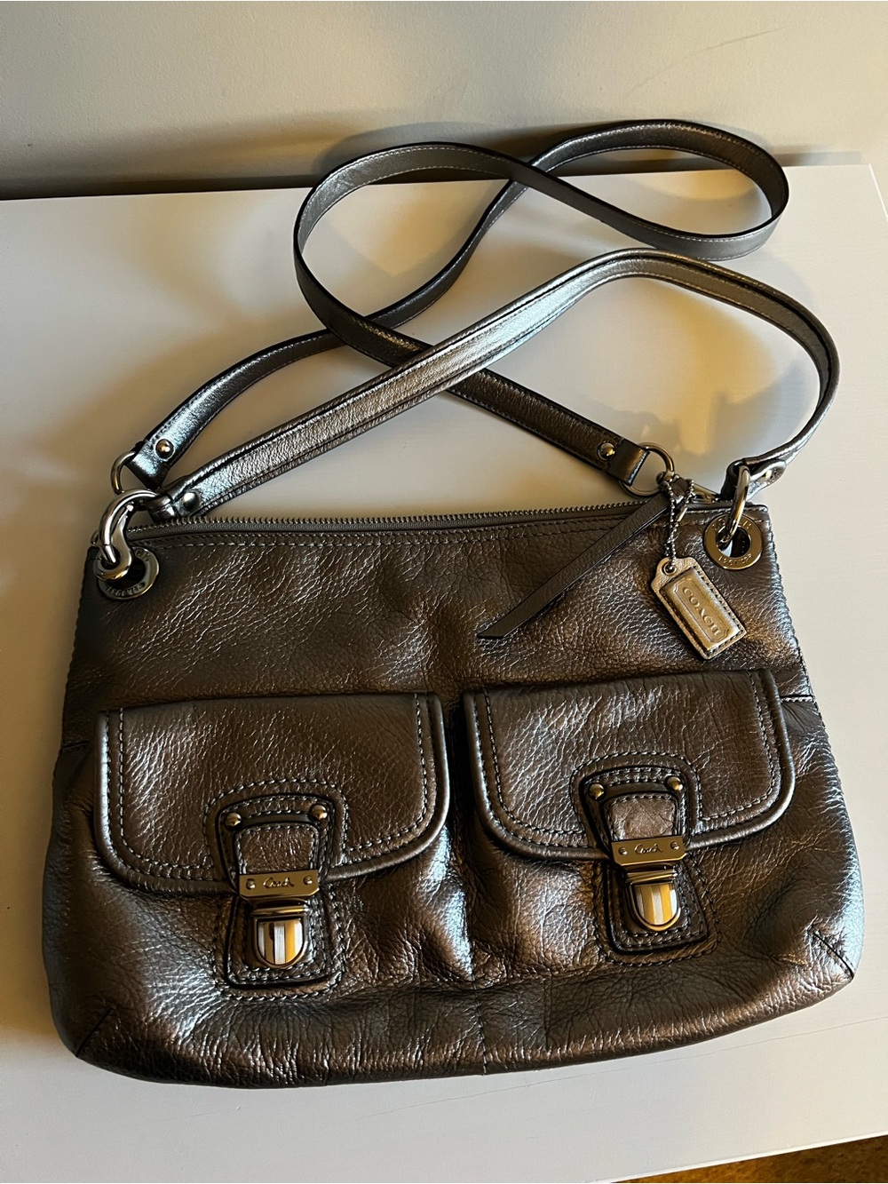 Coach Kristin Metallic Silver Poppy